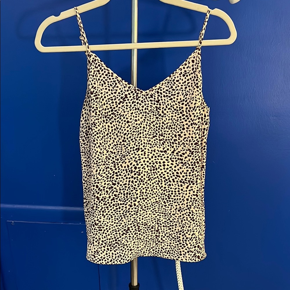 J. Crew Brown and Cream Animal Print Silk Tank Camisole